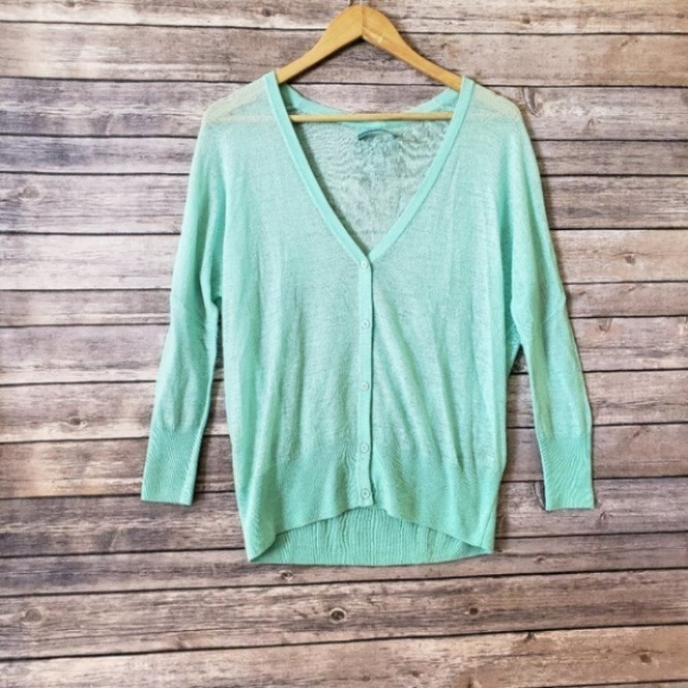 S Alice + Olivia Mint Green V Neck Light Cardigan